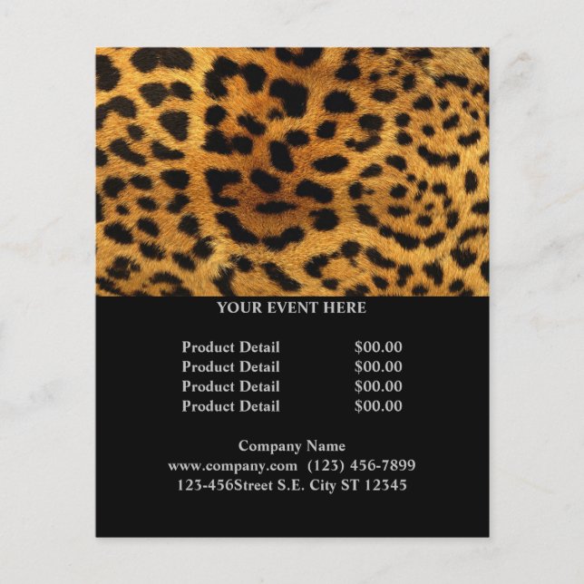 trendy chic animal pattern brown leopard print flyer (Front)