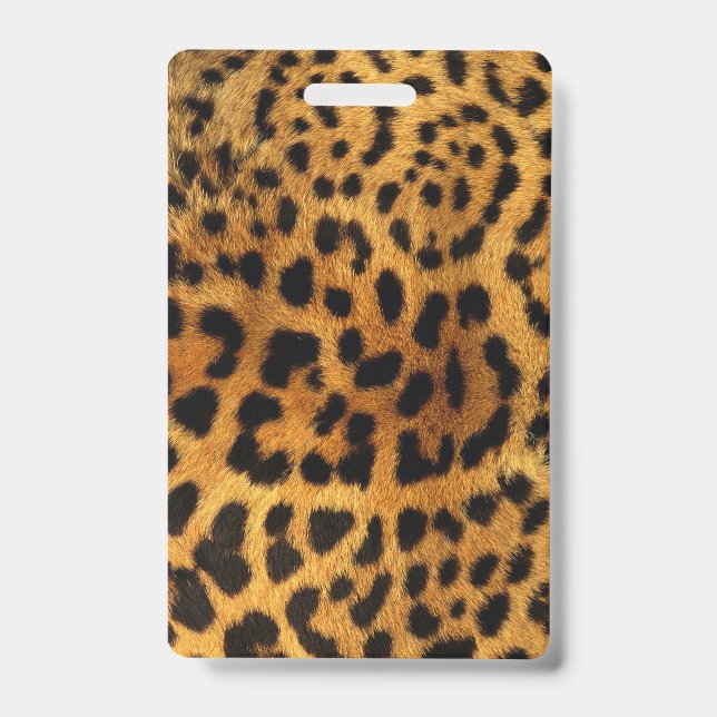 trendy chic animal pattern brown leopard print ID badge (Front)