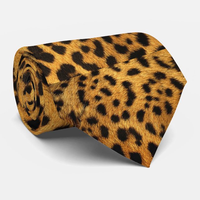 trendy chic animal pattern brown leopard print tie (Rolled)