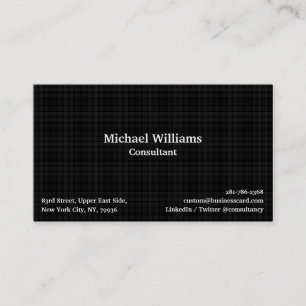 Trendy Chic Black Checks Lines Professional Modern Business Card