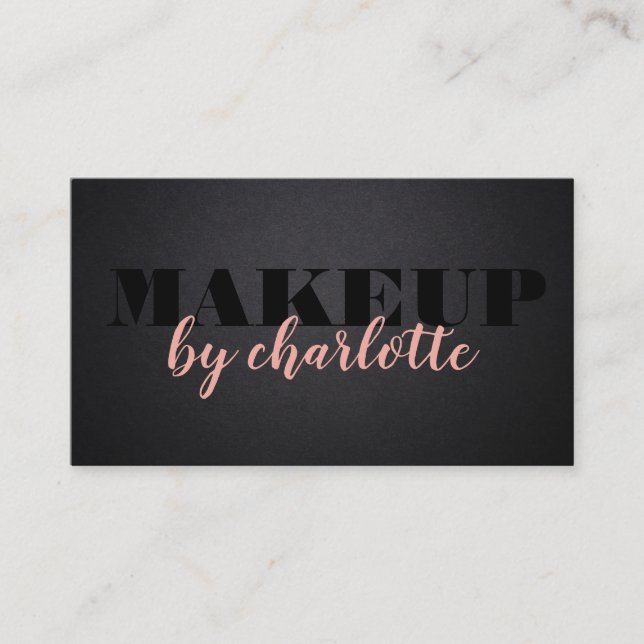 Trendy Chic Black Pink Makeup Artist Hair Salon Business Card (Front)