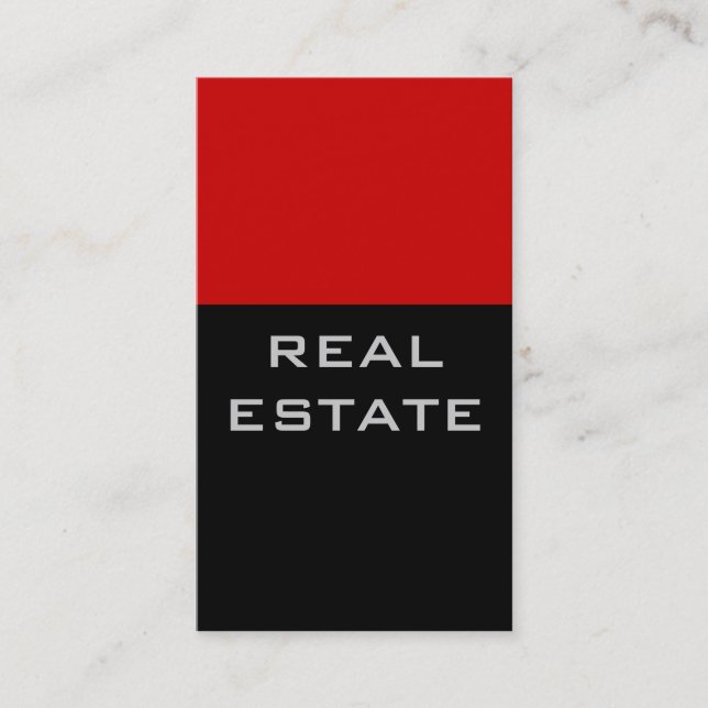 Trendy Chic Black Red Striped Agent Business Card (Front)