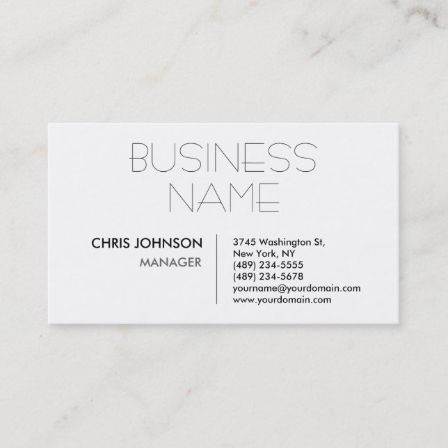 Trendy Chic Black & White Manager Business Card (Front)
