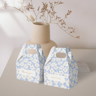 Trendy Chic Blue and White Floral Wedding  Favour Box