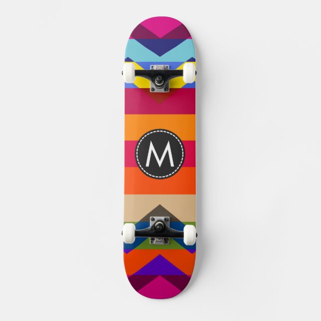 Trendy Chic Chevron Stripes Pattern #2 Skateboard (Front)