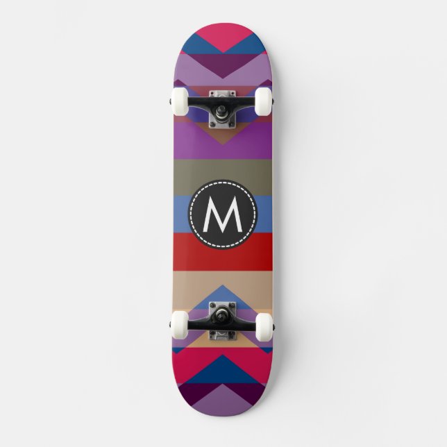 Trendy Chic Chevron Stripes Pattern #5 Skateboard (Front)