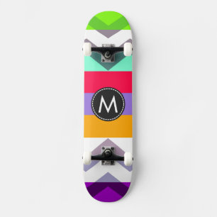 Trendy Chic Chevron Stripes Pattern #8 Skateboard