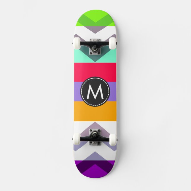 Trendy Chic Chevron Stripes Pattern #8 Skateboard (Front)