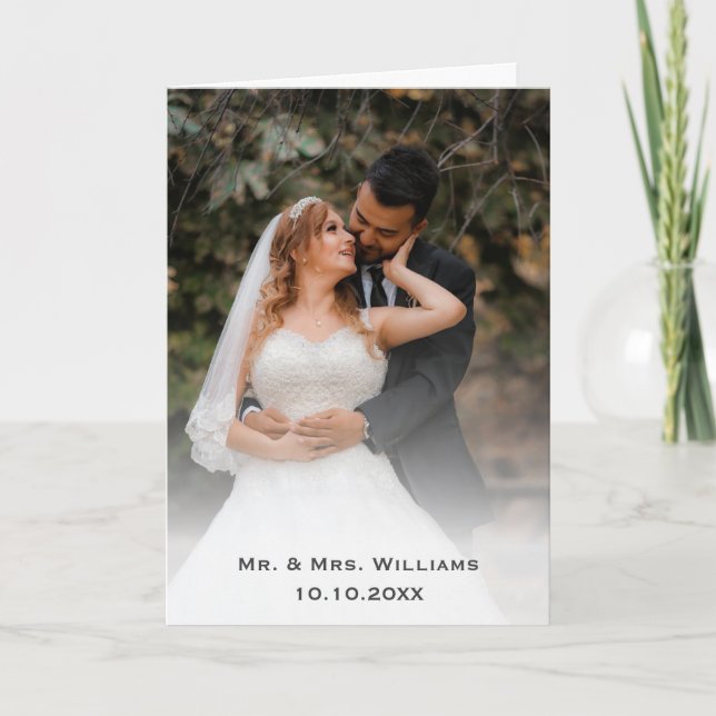Trendy Chic Classic Bride And Groom Wedding Photo Thank You Card (Front)