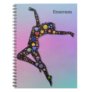 Trendy Chic Dancer on Modern Rainbow Colours Notebook