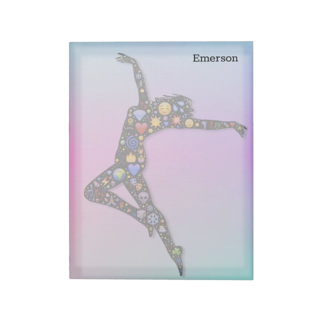 Trendy Chic Dancer on Modern Rainbow Colours Notepad (Rotated)