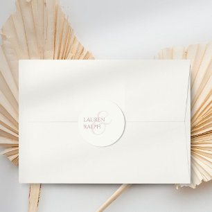 Trendy Chic Dusty Rose & Ivory Wedding Classic Round Sticker