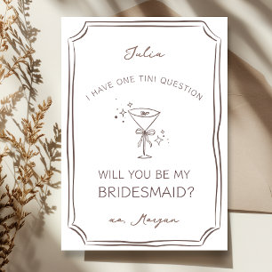 Trendy Chic Espresso Martini Bridesmaid Proposal Card