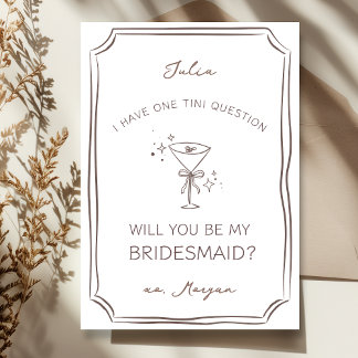 Trendy Chic Espresso Martini Bridesmaid Proposal Card