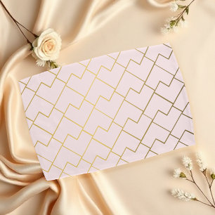 Trendy Chic Geometric Golden Blush Tiles Pattern Pillowcase