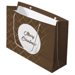 Trendy Chic Geometric Golden Brown Large Gift Bag