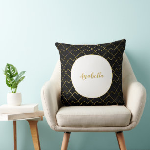Trendy Chic Geometric Golden Pattern Cushion