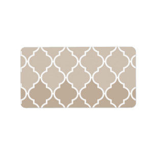Trendy Chic Girly Cream Brown Quatrefoil Pattern Label