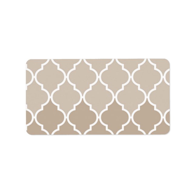 Trendy Chic Girly Cream Brown Quatrefoil Pattern Label (Front)
