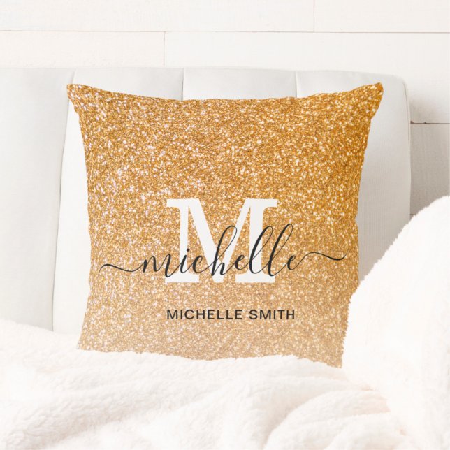 Trendy Chic Girly Script Monogram Name  Cushion (Creator Uploaded)