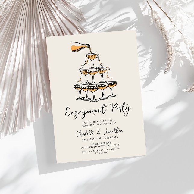 Trendy Chic Hand Drawn Engagement Party Invitation (Creator Uploaded)
