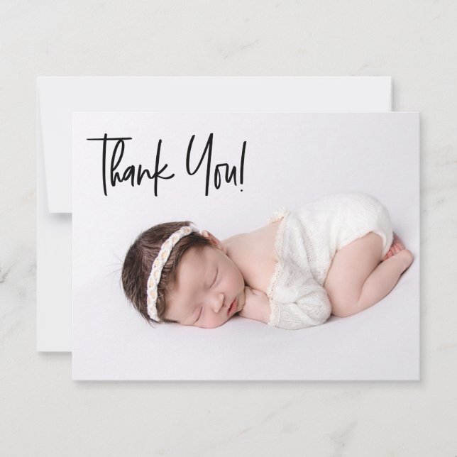 Trendy Chic Handlettering Baby Girl Photo Birth Th (Front)