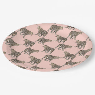 Trendy Chic Leopard Animal Pattern Paper Plate