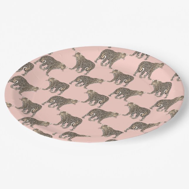 Trendy Chic Leopard Animal Pattern Paper Plate (Angled)