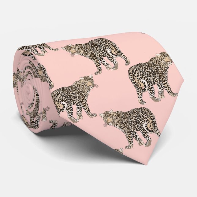 Trendy Chic Leopard Animal Pattern Tie (Rolled)