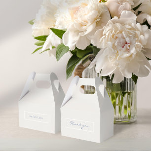 Trendy Chic Light Beige & Blue Floral Wedding Favour Box