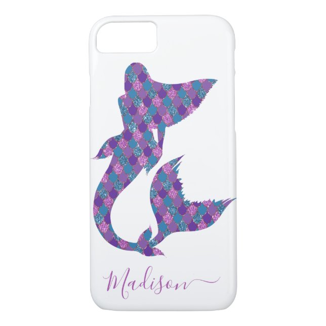 Trendy Chic Mermaid Glitter Personalised Case-Mate iPhone Case (Back)