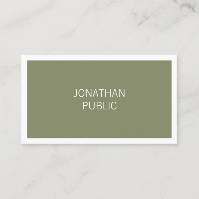 Trendy Chic Minimalist Design Simple Plain Stylish Business Card (Front)