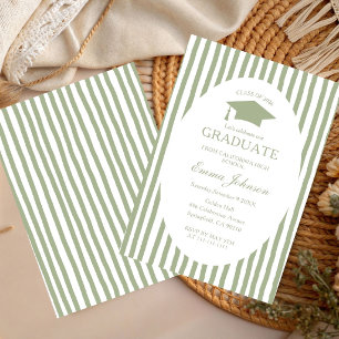 Trendy Chic  Minimalist Stripe  Graduation Invitation