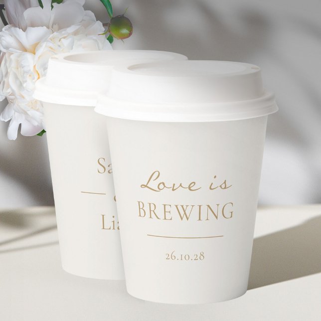 Trendy Chic Minimalistic Love is Brewing Paper Cups (Creator Uploaded)