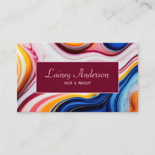 Trendy chic modern pink blue yellow faux marble business card