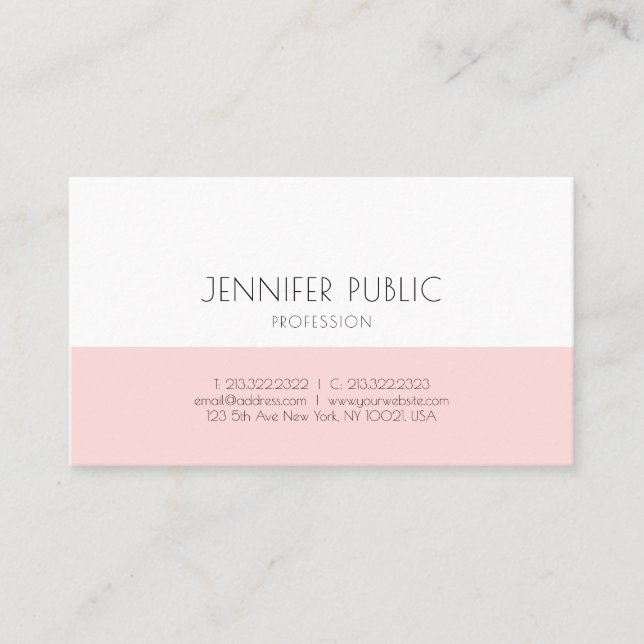 Trendy Chic Monogram Simple Blush Pink Plain Luxe Business Card (Front)