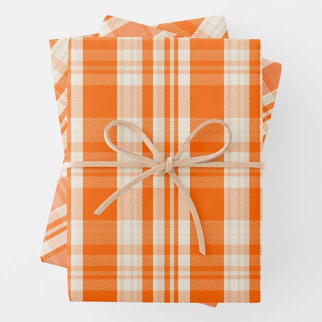 Trendy & Chic Orange & Cream Plaid Patterns Wrapping Paper Sheet (Trendy & Chic Orange & Cream Plaid Patterns Wrapping Paper Sheets)