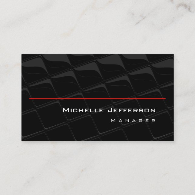 Trendy Chic Pattern Grey Black Red Business Card (Front)