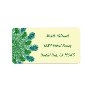 Trendy Chic Peacock Feathers Label