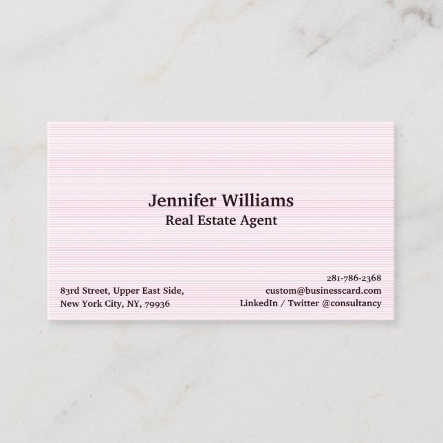 Trendy Chic Pink Lines Pattern Modern Professional Business Card (Front)