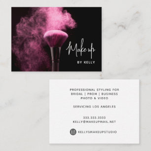 Trendy Chic Pink Script Powder Make up artist Business Card