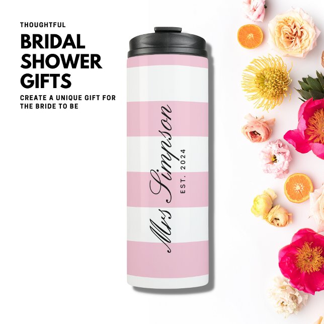 Trendy Chic Pink Stripe Bride to Be Gift Tumbler (Creator Uploaded)