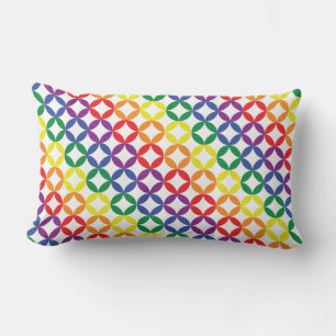 Trendy Chic Rainbow Diamonds Pattern Lumbar Cushion