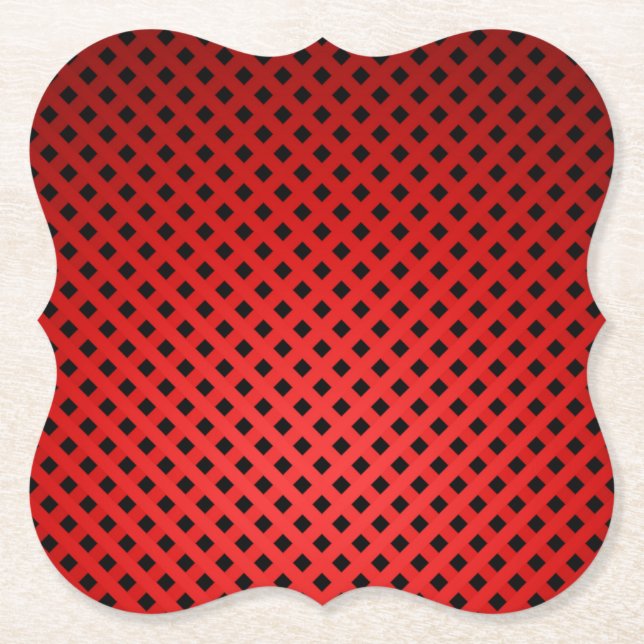 Trendy & Chic Red & Black Stripe Pattern Paper Coaster (Front)