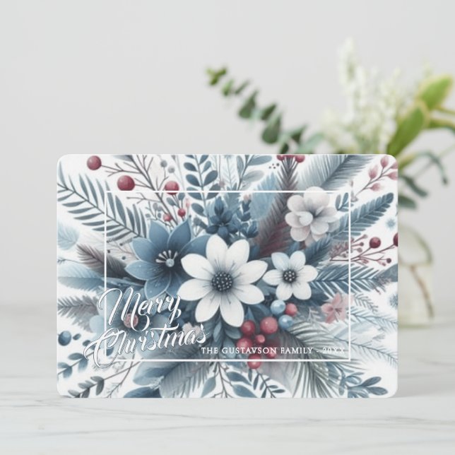 Trendy Chic Red Floral Berries Holiday Wreath (Standing Front)