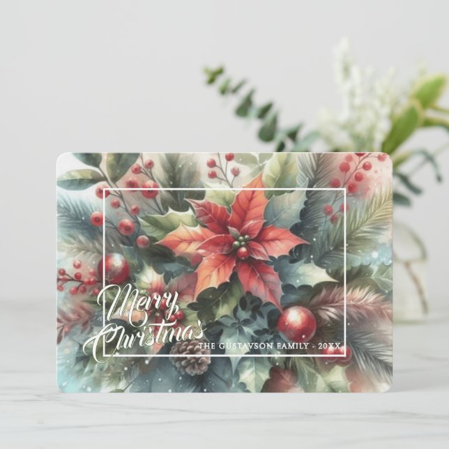 Trendy Chic Red Floral Berries Holiday Wreath (Standing Front)