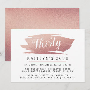 Trendy & Chic Rose Gold Foil Ladies Birthday Invitation