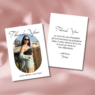 trendy chic script graduation arch photo thank you card
