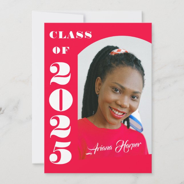 Trendy Chic Script Pink Class Of 2025 Graduation Announcement (Front)