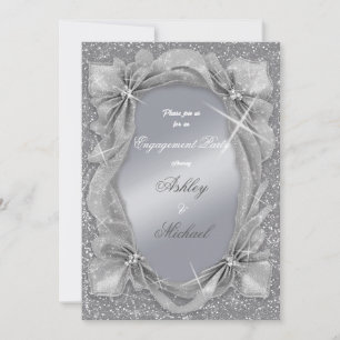 trendy chic silver fashionable engagement party invitation